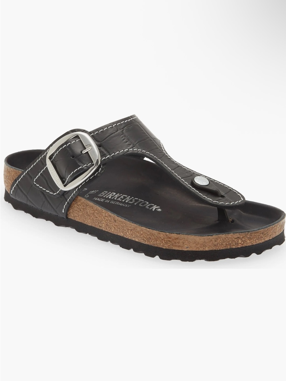 BIRKENSTOCK x STAUD Arizona Big Buckle Black Croc Embossed Sandal